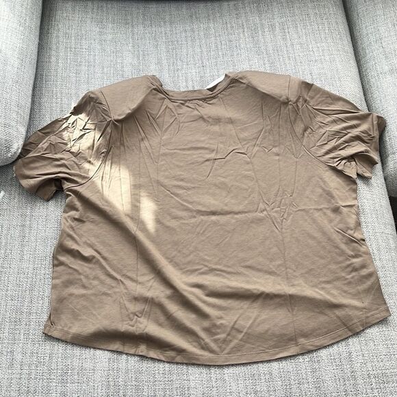 Good American Strong Shoulder Tee Cotton Modal Brindle Size 6 - Picture 5 of 8